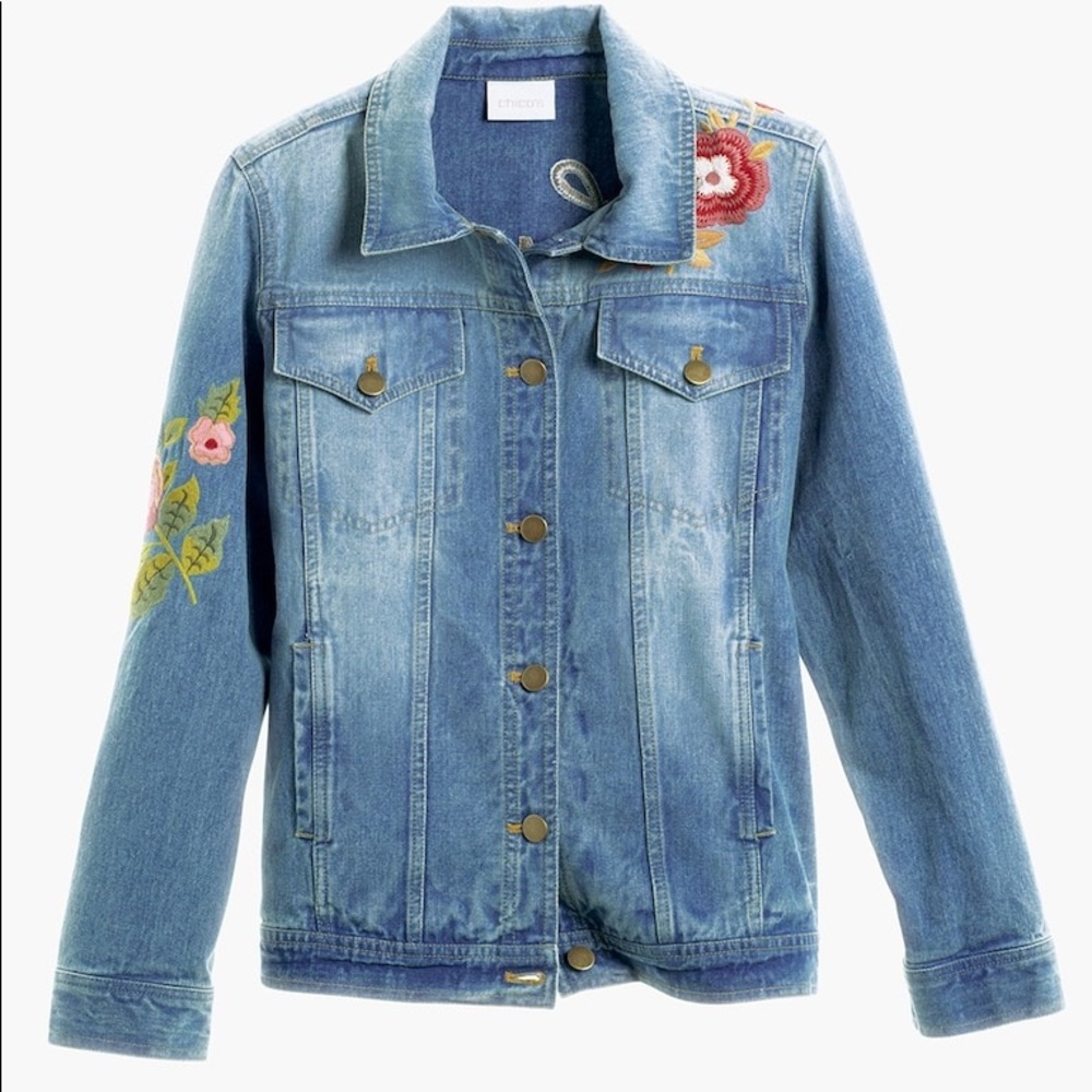 Chico’s Embroidered Denim Jacket - Picture 5 of 7